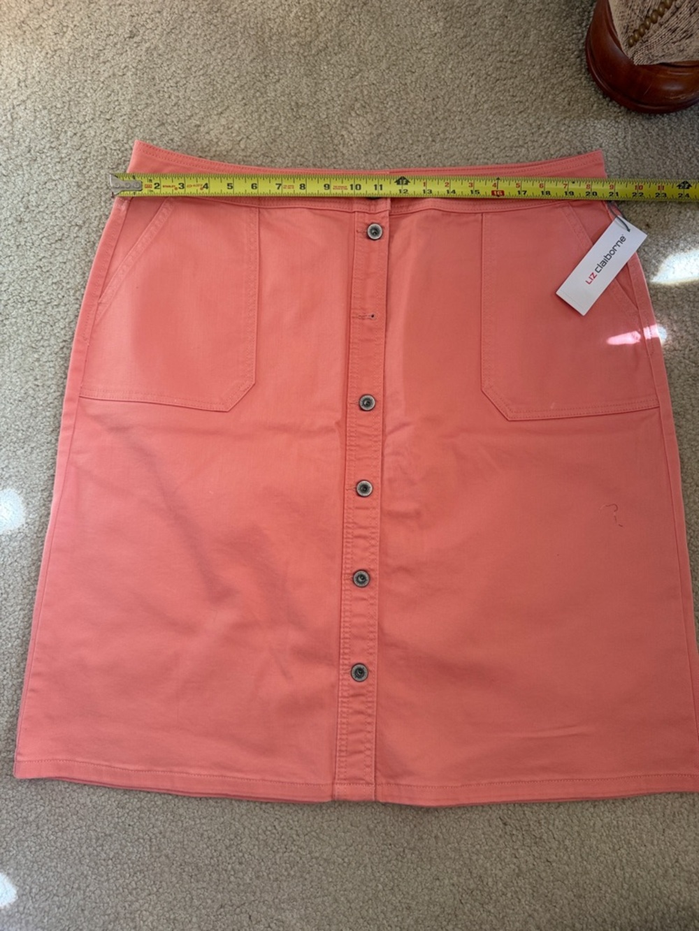 Liz Claiborne Coral Button-Front Mini Skirt NWT women’s size 18